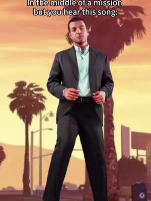 The cover image features a still from a video game, with a man in a suit seemingly dancing or reacting to music. Text overlays at the top of the image, with a city background that has a sunset.