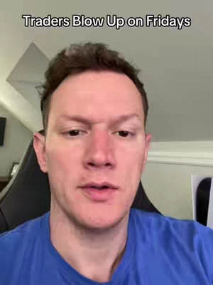 A man with short brown hair and a blue shirt is centered in the frame, with the text overlayed at the top. The background is fairly plain, showing a chair and parts of a wall.