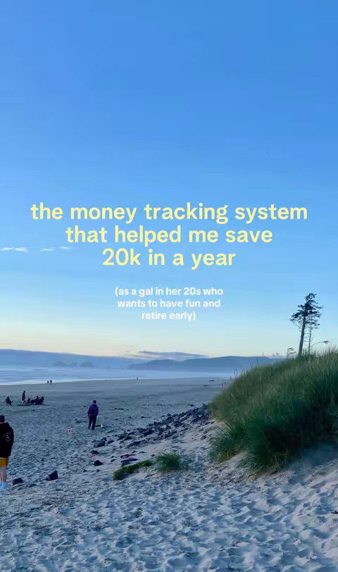 A vertical image shows a beach scene at dusk. The sky is a gradient of blues, and the ocean is visible in the distance. In the foreground, there's sand with some figures, and to the right, there's a grassy dune with a tree. Overlayed text in a yellow font explains the video's content.