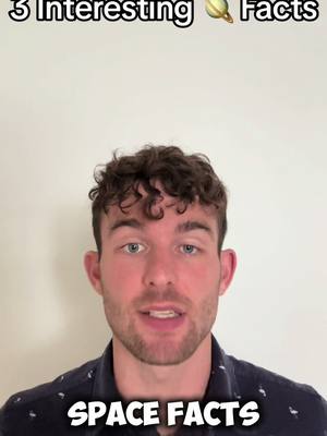 A man with brown curly hair is centered in the frame, against a plain white background. The top of the image has white text that says '3 Interesting 🪐 Facts'. Below the man's face is a white banner that says 'SPACE FACTS' in a bold font.