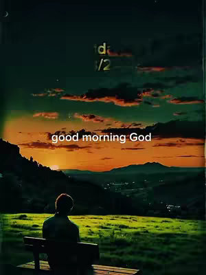 The cover image depicts a sunset over a landscape with green fields, hills, and a distant cityscape. A person is silhouetted, seated on a bench, with their back facing the viewer. The sky transitions from orange and yellow to darker shades, suggesting evening.