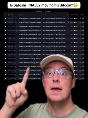 A man with glasses and a hat points up at a screen displaying data, with text overlaid at the top. The man has a surprised expression. The background is black.