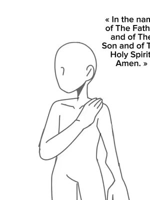 A minimalist line drawing of a person, shown from the torso up. The figure has no defined facial features. The right hand is raised to the right shoulder. The text is white on the upper right.