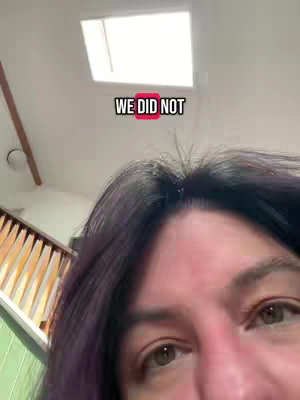 The cover image is a selfie taken from a low angle, focusing on a woman's face and the ceiling directly above her. She has her dark hair parted, her eyes looking towards the camera, and the upper part of her face is visible. Above her is a white, square ceiling light. The text overlay in the middle reads 'WE DID NOT' in a bold, white font.