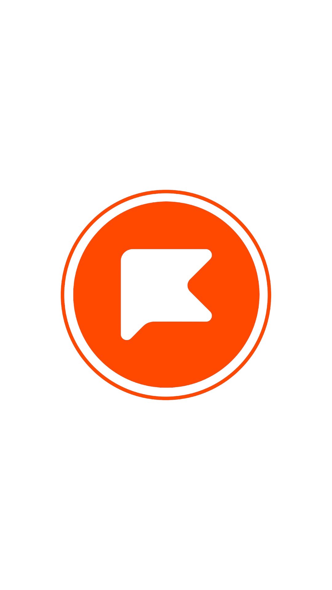 An orange circle with a white speech bubble-like shape inside. The background is white.