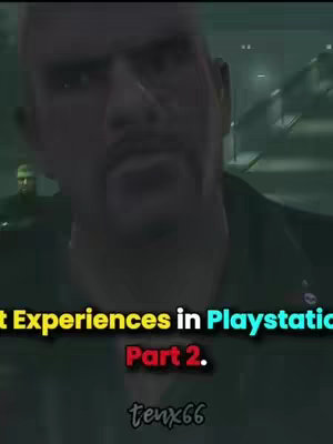 A man with a mustache in the foreground with text overlays, taken from a video game and a second figure blurred in the background.