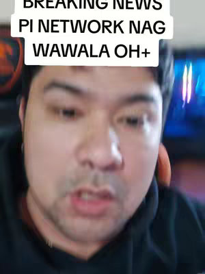 A close-up shot of a man's face. He has dark hair and is looking toward the camera, speaking. Above him, overlaid text in a white box announces 'BREAKING NEWS PI NETWORK NAG WAWALA OH+'. The background is slightly blurred, suggesting a home environment.