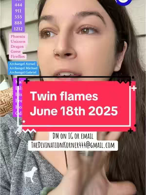 A woman's face against a blurred background with a red rectangle overlay containing white text. The woman is facing the camera with a neutral expression. Additional text and symbols are present around the image, with a color palette of red, white, black, and skin tones.