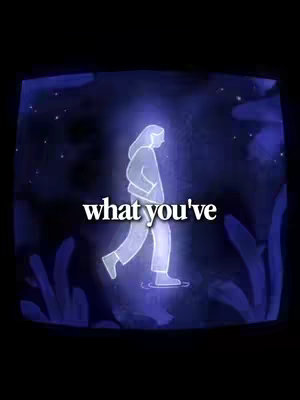 An illustrated cover image with a dark background appears to depict a person in silhouette walking towards the left. The figure is outlined in white, wearing casual clothing, with the impression of water under their feet. Text overlayed in a bold white font at the bottom reads "what you've". The overall design suggests a mood of introspection or contemplation within a digital aesthetic.