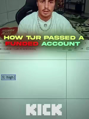 A man is centered, looking at the camera. Above him is text overlayed, indicating the video's focus on a trading strategy. Below him is a screen displaying trading data with the KICK logo.