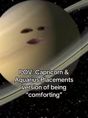 The image is of a planet, resembling Saturn, with animated facial features, set against a backdrop of stars. Below the planet's animated face is the text overlay.