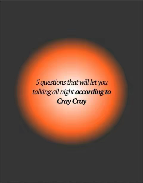 The cover image has a dark gray background with a large, blurred orange circle in the center. Inside the circle, white text overlays, presenting information in a playful manner.