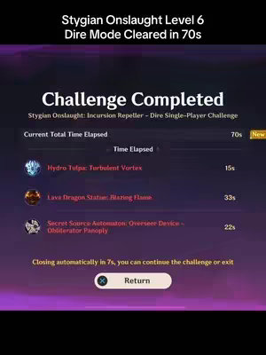 A screenshot from the Genshin Impact game is displayed. The screenshot shows in-game text. The primary color scheme is a mix of purple and white with some yellow.