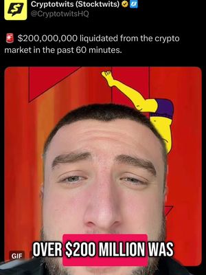 A man with a concerned expression is centered in the frame. Below his face, a pink rectangle reads "OVER $200 MILLION WAS". The background is a red and orange gradient with a cartoonish depiction of a person's legs and shorts in yellow, blue, and purple.