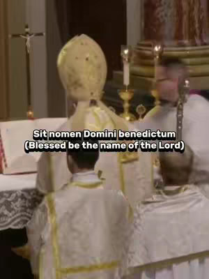 The cover image shows a religious setting, likely a church, with an individual in ceremonial attire, possibly a cardinal or bishop, facing away from the camera. Text overlayed in the image provides a religious quote.