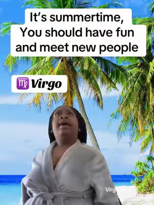 The cover image is a selfie-style still of a person dressed in a robe against a tropical background. Above them is a text overlay arranged in a white rectangle, with a logo identifying the sign. The background shows a blue sky and palm trees.