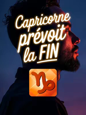 The image features a man in profile against a dark blue sky background, with neon-style text and a zodiac symbol overlayed on top. The man's profile is silhouetted, with only the side of his face visible. The text is in a glowing neon style. The Capricorn symbol is placed at the bottom.