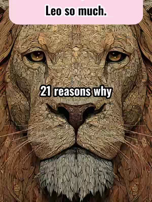 A close-up image of a lion's face with detailed fur textures and attentive eyes. Text overlays add context.