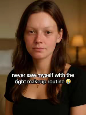 A medium shot of a fair-skinned woman with brown hair, wearing a black top, looking directly at the camera. Text overlayed in the bottom of the frame.
