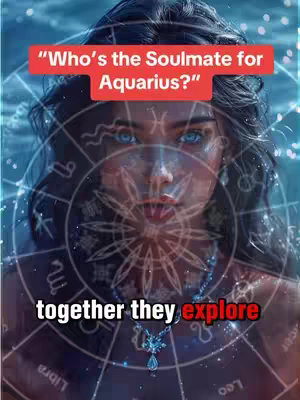 The image features a woman with long dark hair and bright blue eyes. Overlayed on her face is an astrological diagram and text. The overall aesthetic suggests a mystical or spiritual theme.