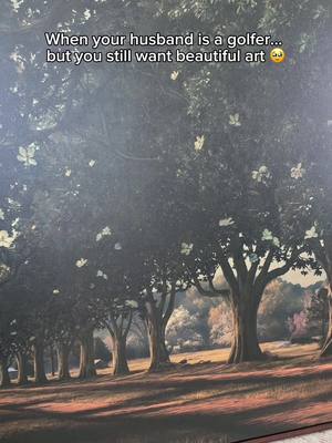The image displays a painted scene of a tree-lined lane. The trees are tall with brown trunks and dark green foliage, casting shadows on the reddish-brown foreground. The sky is overcast, with a somewhat muted color palette. Along the path a few patches of light can be seen at the center of the image giving a sense of depth. The hook text appears on top.
