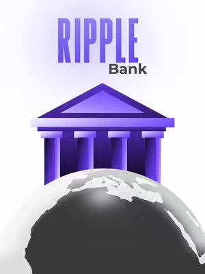 The cover image shows a stylized illustration of a building, resembling a bank with Greek columns, positioned above a globe. The building is purple with light reflecting on the upper part of the image. The background is white with light shadow effects.