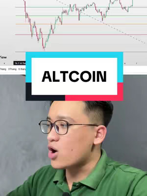 A man with glasses and green shirt is looking into the camera with his mouth open in a surprised or excited expression. There is a text overlay in a rectangle below the stock chart.