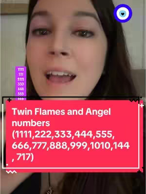 A woman is centered in the frame, with a red bar over her lower portion containing white text against a blurred background. To the upper right is what appears to be an eye symbol. To the left side, there is a sequence of white text boxes with black numbers.