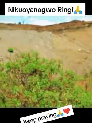 The cover image shows a natural landscape with a green bush in the foreground and a hilly, brown terrain in the background. Text overlays include a message in a white banner at the bottom that says "Keep praying." and the title at the top.