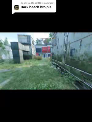 The image shows a first-person perspective of a video game environment. The scene depicts an outdoor area with green grass, some structures, and what appear to be containers or walls. A comment bubble with text overlayed on it is visible at the top left corner.