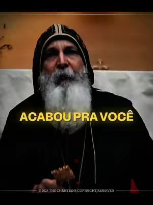 The cover image features a man with a white beard and a hooded garment, looking towards the viewer. Text overlaid in a yellow font reads "ACABOU PRA VOCÊ". The image has a warm, possibly religious aesthetic, with a soft background.
