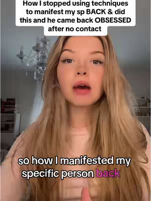 The cover image features a young woman with long blonde hair, centered in the frame. She is looking directly at the camera and speaking. The background includes a chandelier and a glimpse of a room setting. Overlaid text states the video's content focus, with motivational tags.
