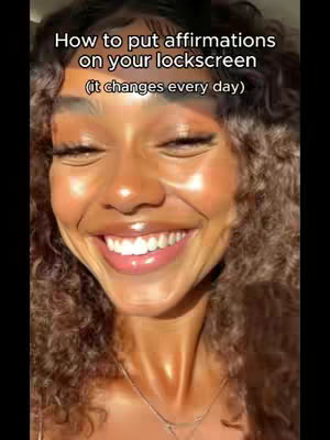 The cover image features a close-up of a woman smiling with a bright, radiant complexion. She has curly brown hair, and the lighting highlights the sheen on her skin. Text overlays the image, describing the content of the video.