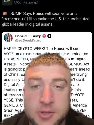 The cover image is a selfie of a man with fair skin and a slightly shaved head. Behind him, a screenshot of a tweet from Donald Trump is showing. Text overlays are visible in the image.