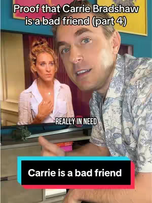 The cover image shows a man filming himself, selfie-style, with a screenshot of a scene from the TV show "Sex and the City" in the background. He is smiling and looking towards the camera. The text overlay highlights the theme of the video.