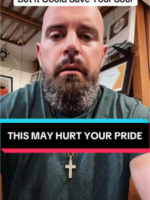 A man with a bald head and full beard looks intently at the camera. He wears a dark green shirt and a gold cross pendant, set against a blurred office or room background. The image features a text overlay at the bottom in a dark background.