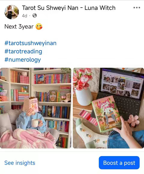 The image is a collage of two scenes. On the left, a person, wearing a blue sweater, is sitting on a bed and reading a book with a white mug, while surrounded by books. The second scene, on the right shows, a person is reading a book on a laptop while relaxing on a surface. The laptop has a book on top beside.