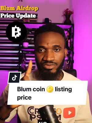 A man points upwards in front of a camera, with text overlays indicating the video's topic as a cryptocurrency price update. The background shows a room setting, and other social media logos are visible.