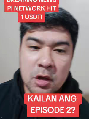 A man with dark hair and a black jacket speaks into the camera. Overlayed text in red boxes displays headlines about Pi Network. The background is a simple, neutral-colored wall.