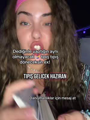 A selfie-style shot of a woman with long, wavy brown hair, wearing a pink headband and a necklace. Her expression is animated with her mouth open. Text overlays further describe the video's content, set against a blurred background.