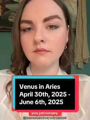 A woman with brown hair and fair skin is the focus of the image. She has a neutral expression and is centered in the frame. The background is out of focus, but appears to be a room with artwork and drapery. Overlaid on the image is a colorful box with the video's title text.