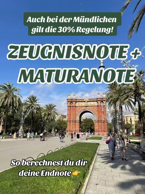 A vibrant outdoor shot features a classical archway in the background under a clear blue sky. Lush greenery and palm trees frame the arch, with people strolling around the area. Text overlays in bold, contrasting colors provide information about exam-related topics.