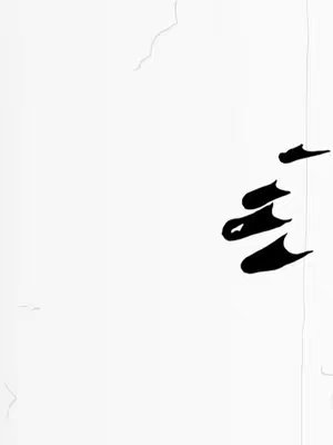 White background with a tear or scratch effect. Black jagged shapes are on the right side, indicating a tear or claw marks.