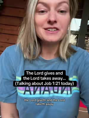 A woman with blonde hair is smiling at the camera. Text overlays are added to the image, and she is wearing a blue shirt.