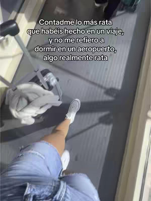 The cover image shows a first-person perspective shot of a person walking forward, with their legs and a white sneaker visible. The background suggests an airport or transport setting, with luggage and a towel handle in view. Text overlayed describes the topic of the video.