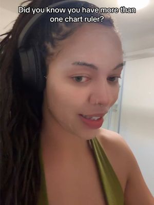 A woman with dark hair and headphones is looking towards the viewer while talking. Text at the top says, "Did you know you have more than one chart ruler?"