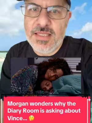 The cover image presents a split-screen effect. On the upper portion, a man appears to be speaking directly into the camera, set against a blurred background that seems to be a beach. Below this, a small rectangular video feed shows two people intimately leaning on each other in a bed, suggesting a close relationship. A pink and red colored bar at the bottom contains the video's hook text, with a questioning emoji.