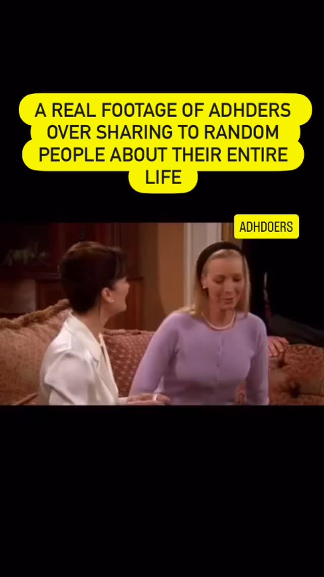 The cover image shows a scene from a TV show or movie. Two women are seated on a couch, engaged in a conversation. A yellow rectangular graphic overlay with black text provides context about ADHD. The overall composition is a screenshot from a show with a clear focus on human interaction.