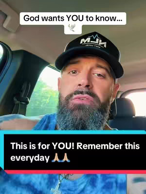 A man in a black hat and a grey beard is seated with a car interior as the background. Text overlays present supportive messages.