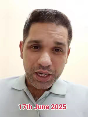 A man with short, dark hair and a light complexion looks directly at the camera, his lips slightly apart as if speaking. A white wall forms the background. Text reading '17th June 2025' in a boxy font is overlaid at the bottom.